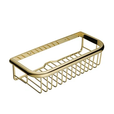Image of Beelee Wall Mounted Golden Brass Bathroom Commodity Shelf Shower Caddy Basket Holder