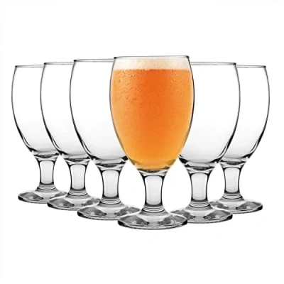 Image of LAV 12x Clear 590ml Empire Craft Beer Glasses Large Tulip Shaped Lager Ale Cider Drinking Pint Glass Goblet Cup Set with Stem