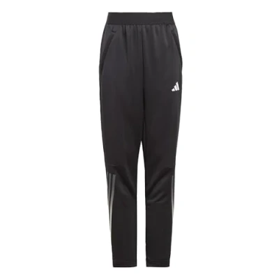 Image of adidas Unisex Kids Train Icons AEROREADY 3 Stripes Knit Pants, Black/Grey Four/White, 7 8 Years
