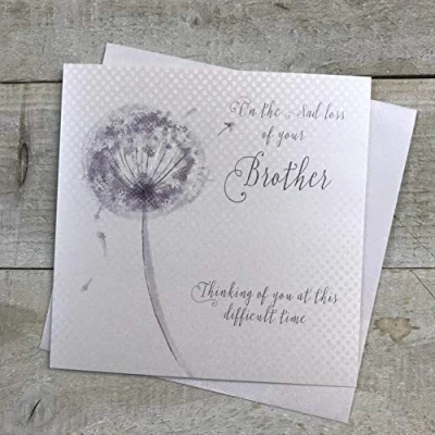 Image of WHITE COTTON CARDS Sympathy Handmade Card Loss of Brother VN98 B, 16cm x