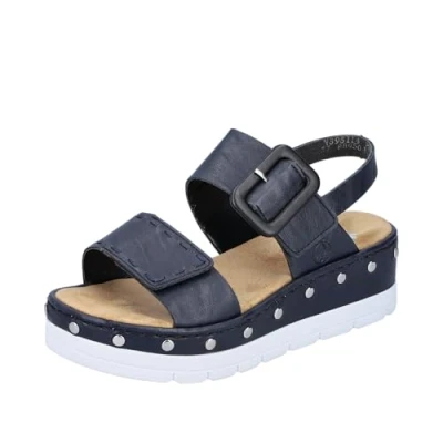Image of Rieker Women&#039;s V3951 Sandals, Blue, 7.5 UK