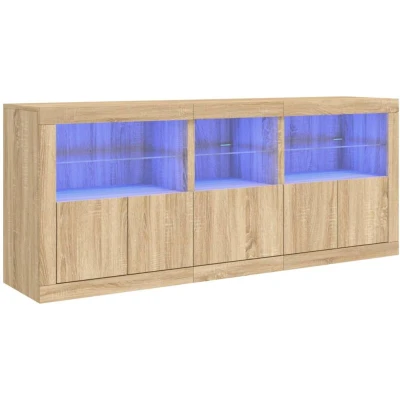Image of vidaXL Sideboard with LED Lights Sonoma Oak 162x37x67 cm