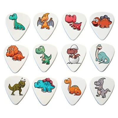 Image of Dinosaur Guitar Picks Set of 12 Double Sided Harmony Premium Plectrums