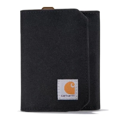 Image of Carhartt Men&#039;s Casual Trifold Wallets, Nylon Duck (Black), One Size
