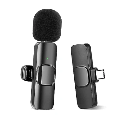 Image of Mini Clip On Microphone, Wireless Lavalier Microphones for USB C Android Smartphone, Mics with Adaptor Video Recording, Live Streaming, YouTube Vlog Interview TikTok Facebook, Plug Play