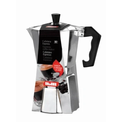 Image of IBILI Bahia Express Moka Pot 9 cups, 450 ml, aluminium, Silver/Black