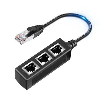 Image of Ethernet Splitter RJ45 LAN Cable Connector 1 to 3 Network Adapter Internet Socket Extender for Super Cat5, Cat5e, Cat6, Cat7, Cat8