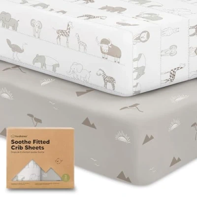 Image of 2 Pack Organic Cot Sheets for Boys, Girls Jersey Fitted Sheet, Baby Neutral, Mattress Cotton Sheets, Soft Cot, Unisex (Savannah)