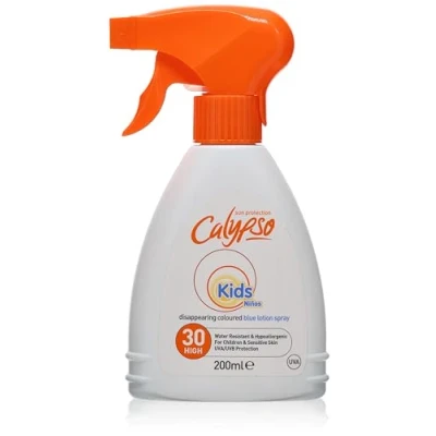 Image of Calypso Kids Coloured Spray Disappearing Blue Lotion SPF 30 200ml