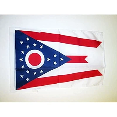 Image of AZ Flag Ohio 18&#039;&#039; x 12&#039;&#039; 100% Polyester US state of Small Banner with Two Cords Fade Resistant Vivid Colors 18x12 in 45x30 Cm