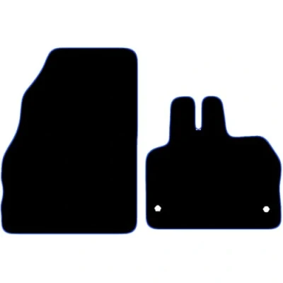 Image of Carsio Carpet Car Mats For Renault Kangoo Van 2009+ Onwards 2 Piece Set Tailored Fit Floor Mat Complete Accessory Black Custom Fitted All Weather, Anti Slip Backing &amp; Blue Trim