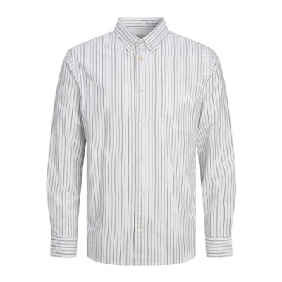 Image of JACK &amp; JONES Men&#039;s Jprbrook Oxford Shirt L/S Noos, Captains Blue/Stripes: Slim fit, S