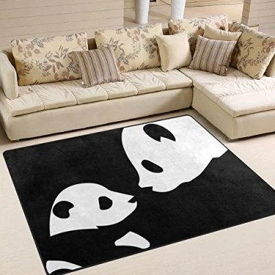 Image of Use7 Cute Panda Black Area Rug Rugs for Living Room Bedroom 160cm x 122cm(5.3 4 feet)