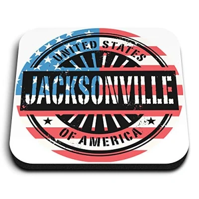 Image of 1 x Square MDF Fridge Magnet Jacksonville Florida USA Travel Map 6054