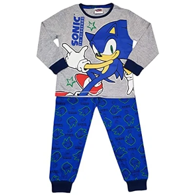 Image of Kids Essentials Boys Sonic the Hedgehog Pyjamas Gamer Gaming Nightwear (Sonic Grey, 4 5 Years)