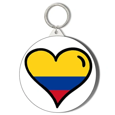 Image of Gift Insanity COLOMBIA FLAG HEART SHAPED DESIGN 45mm Keyring