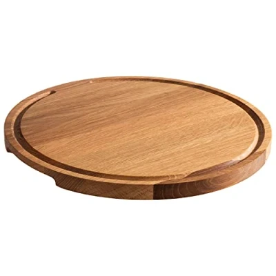 Image of APS Pizza 755 Serving Board Oiled Oak Wood Diameter 24 cm with Juice Groove