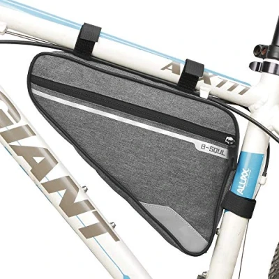 Image of VOANZO Bike Storage Frame Bag, Waterproof Bicycle Triangle Bag Big Capacity Saddle for Road Mountain Cycling 290 x 200 50 mm (Gray)