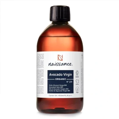 Image of Naissance Organic Avocado Oil (no. 231) 450ml Natural Moisturiser for Skin, Face, Nails, Body, Hair Growth, Soap Making