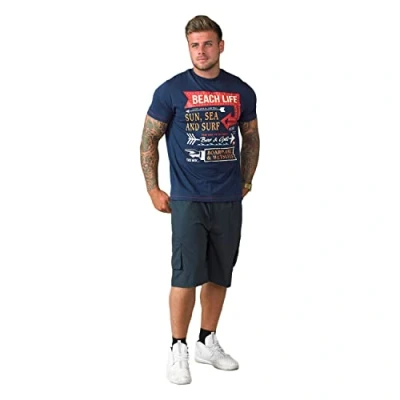 Image of DUKE D555 Mens King Size Big Tall Nick Cargo Short Navy 6XL