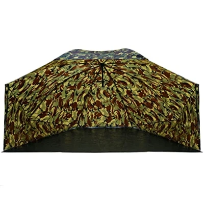 Image of Anglo Arms 60&#039;&#039; Camo Shelter with Side Storm Poles Waterproof Brolly Carp Fishing