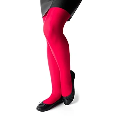 Image of Romartex Girls Kids Opaque 70 Denier Microfibre Tights, 5 6 years, red