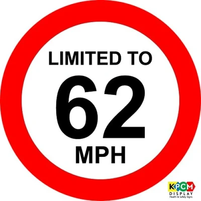 Image of Limited To 62 MPH Vehicle Speed Limit Sign Self adhesive sticker 150mm x