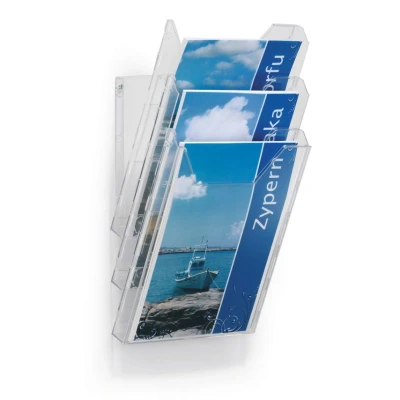 Image of Durable Combiboxx A4 Set 3 Tray Table Top or Wall Mounted Literature Holder Transparent of Trays