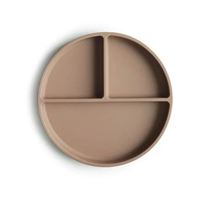 Image of Mushie Silicone Suction Plate Non Slip Baby Divided for Babies &amp; Toddlers Material: Food Grade Dishwasher Microwave Safe Natural