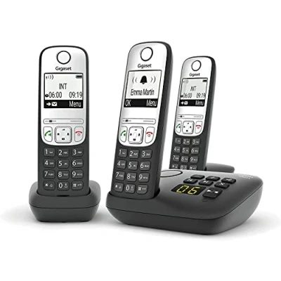 Image of Gigaset A690A Easy to use Cordless DECT home Telephone with Answering Machine, Speakerphone,Nuisance call block, office. Single Handset, Silver/Black (Trio)