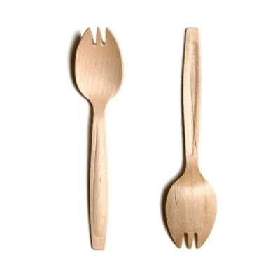 Image of Eco Leaf 1000pcs Disposable Wooden Sporks 15cm Biodegradable &amp; Compostable Cutlery Set, Friendly Birch Wood Bamboo Utensils for Weddings, Parties, Camping and Catering