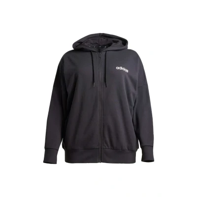 Image of adidas Sportswear Essentials Linear FULL ZIP PLUS SIZE Zipup sweatshirt, Women&#039;s, Size: 20 22, Black white
