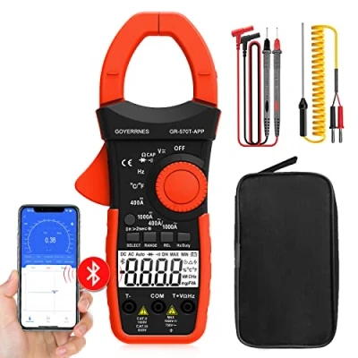 Image of Digital Clamp Meter, TRMS 4000 Counts AC DC Amp Meter,GR 570T APP Auto Range Tester Meter with Mobile Measures AC/DC Voltage and Current/Resistance/Capacitance/Temperature/Continuity/Diodes