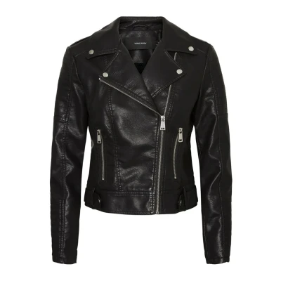 Image of VERO MODA Womens short coated biker jacket