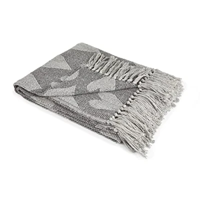 Image of Emma Barclay Heart Recycled Cotton Throw With Design In Grey 90x100 (228x254cm)