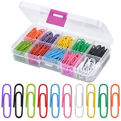 Image of Sdlxcms Paper Clips,250 Pcs Coloured Clips,Coated Metal Paperclips U Clips Clamps with a Plastic Box,for Office School Stationery Document Organizing Classification,28mm 10 Colors