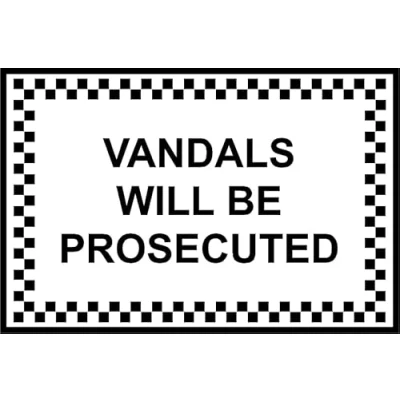 Image of Vandals will be prosecuted safety sign Self adhesive sticker (200mm x 150mm)