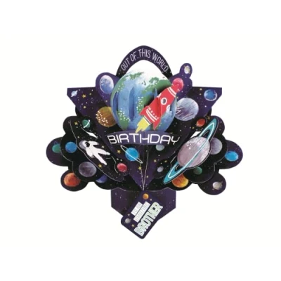 Image of Amazing Brother Space Rocket Birthday Pop Up Greeting Card 3D Cards POP206MC17