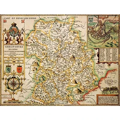 Image of Shropshire Historical Map 1000 Piece Jigsaw Puzzle (1610). Free print!