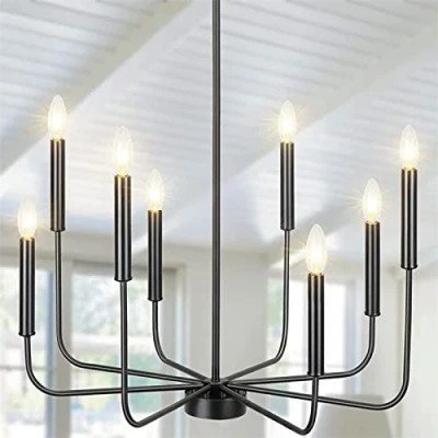 Image of WayLuoung Modern Black Chandelier Light Fixture, Ø69cm, 8 Lights Dining Room for Bedroom, Living Room, Kitchen, Foyer, Entryway(Upgraded Version, 2 Types of Height Arms)