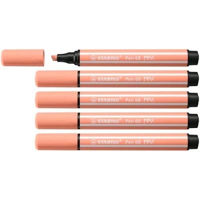 Image of Premium Fibre Tip Pen with Chisel STABILO 68 MAX Pack of 5 Apricot