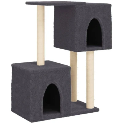 Image of vidaXL Cat Tree with Sisal Scratching Posts Dark Grey 86 cm