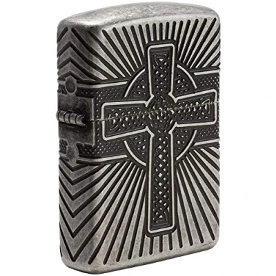 Image of Zippo CELTIC CROSS DESIGN Windproof Lighter armor® antique silver, Regular