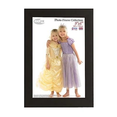 Image of Inov8 British Made Real Wood Picture/Photo Frame 9x6&quot; Inch(23x15cm) Auckland 20mm Pine Black