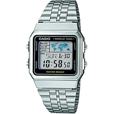 Image of Casio Gents 33.00mm Quartz Watch with LCD Digital dial and Silver Metal Bracelet Strap A500WEA 1EF