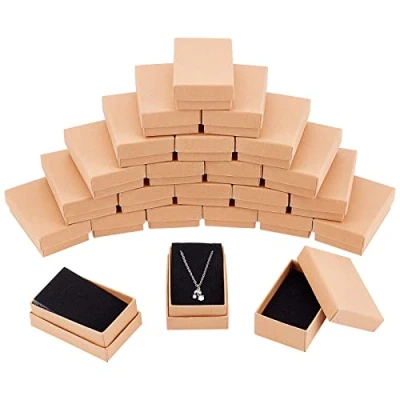 Image of NBEADS 24 Pcs Cardboard Jewelry Boxes, 8x5x2.5cm Jewellery Gift Boxes with Lid Set Box for Packaging Necklace Ring Earrings Display Christmas