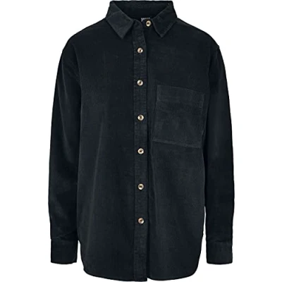 Image of Urban Classics Women&#039;s Tb3755 ladies Corduroy Oversized Shirt, Black, S/Plus Tall