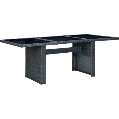 Image of vidaXL Garden Table Dark Grey Poly Rattan and Tempered Glass