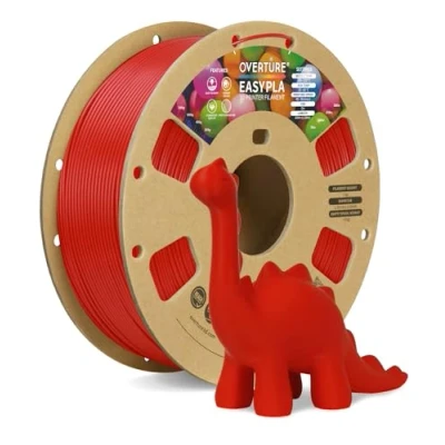 Image of OVERTURE Easy PLA 1.75mm 3D Printer Filament, 1kg Cardboard Spool (2.2lbs), Dimensional Accuracy +/ 0.03mm, Fit Most FDM (Easy Red)