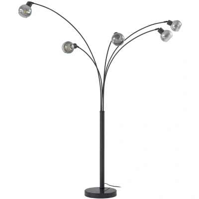 Image of Lindby floor lamp Braccio, grey/black, glass, 5 bulb, 204.5cm